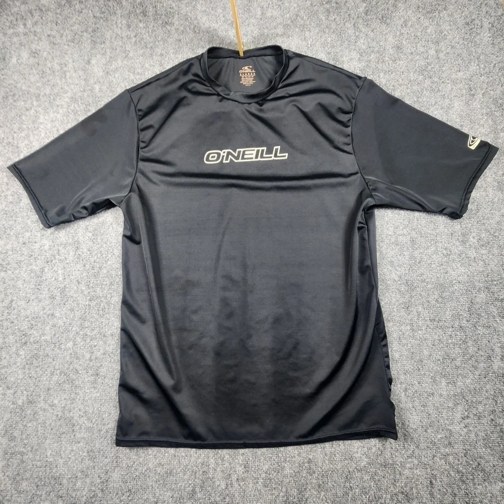 ONeill Mens Rash Guard XL Black Short Sleeve UPF 50+ Sun Protection Swim Shirt